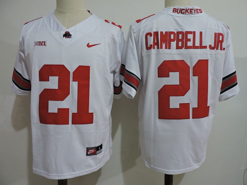 Men Ohio State Buckeyes #21 Campbell jr White Nike 2025 NCAA Jersey